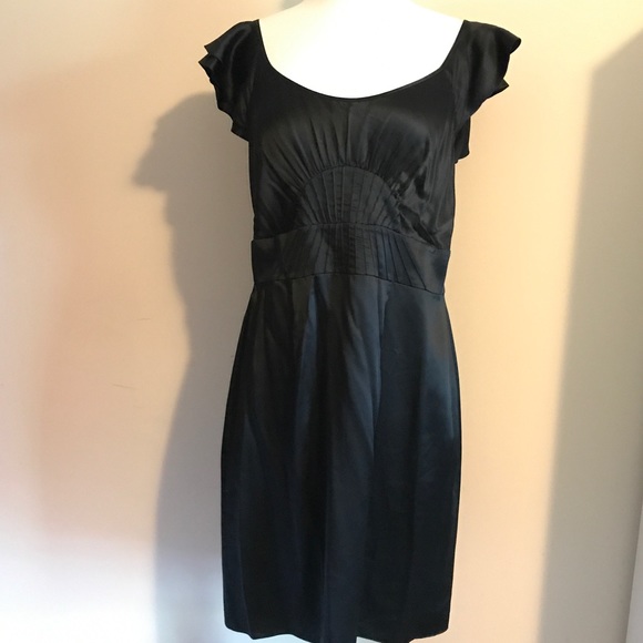 Black Silk Gianni Bini Dress with Flutter Sleeves - Picture 5 of 8